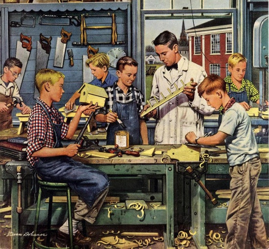 Vintage Shop class Woodworking Painting.